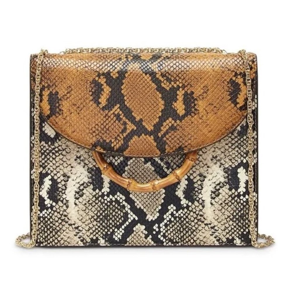 RARE LOEFFLER RANDALL NEW Marla Snake Leather Shoulder Bag Snakeskin leather